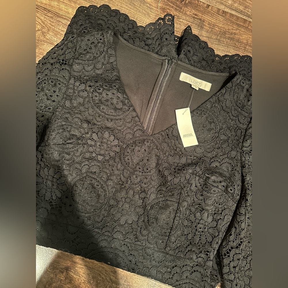 LOFT Elegant Black Textured Blouse